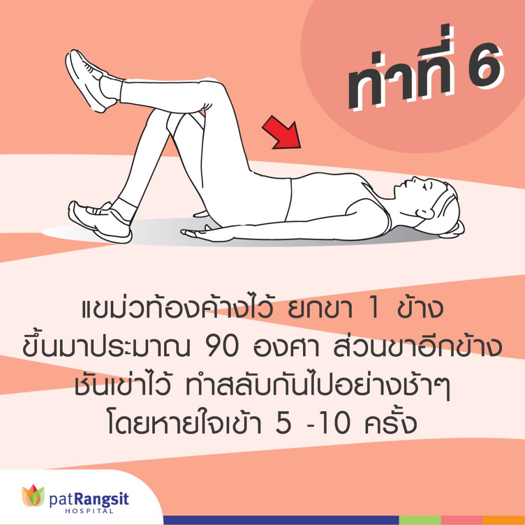 6 ท่าบริหาร เหมาะกับหมอนรองกระดูกทับเส้นประสาท อาการปวดหลังส่วนล่าง  ชาร้าวลงขา - Patrangsit